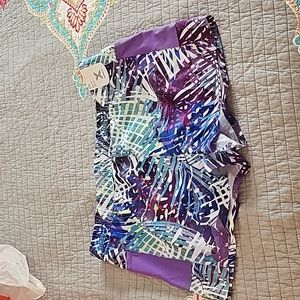 NWT Girls Xersion Athletic shorts, Purple tropical, size 3XL (22.5 P)